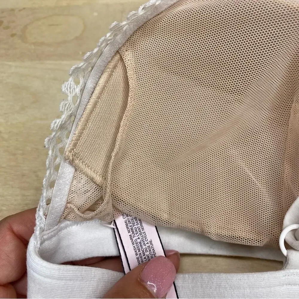 Victorias Secret White Lace Strappy No Wire Bralette